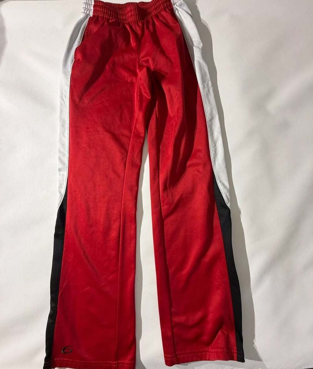 GTM Sportswear Red Black White Striped Track Pants Extra Small XS Athletic